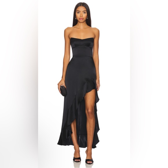 Amanda Uprichard 2025 Magnolia Silk Frill Cocktail Dress, NWT - Picture 1 of 9